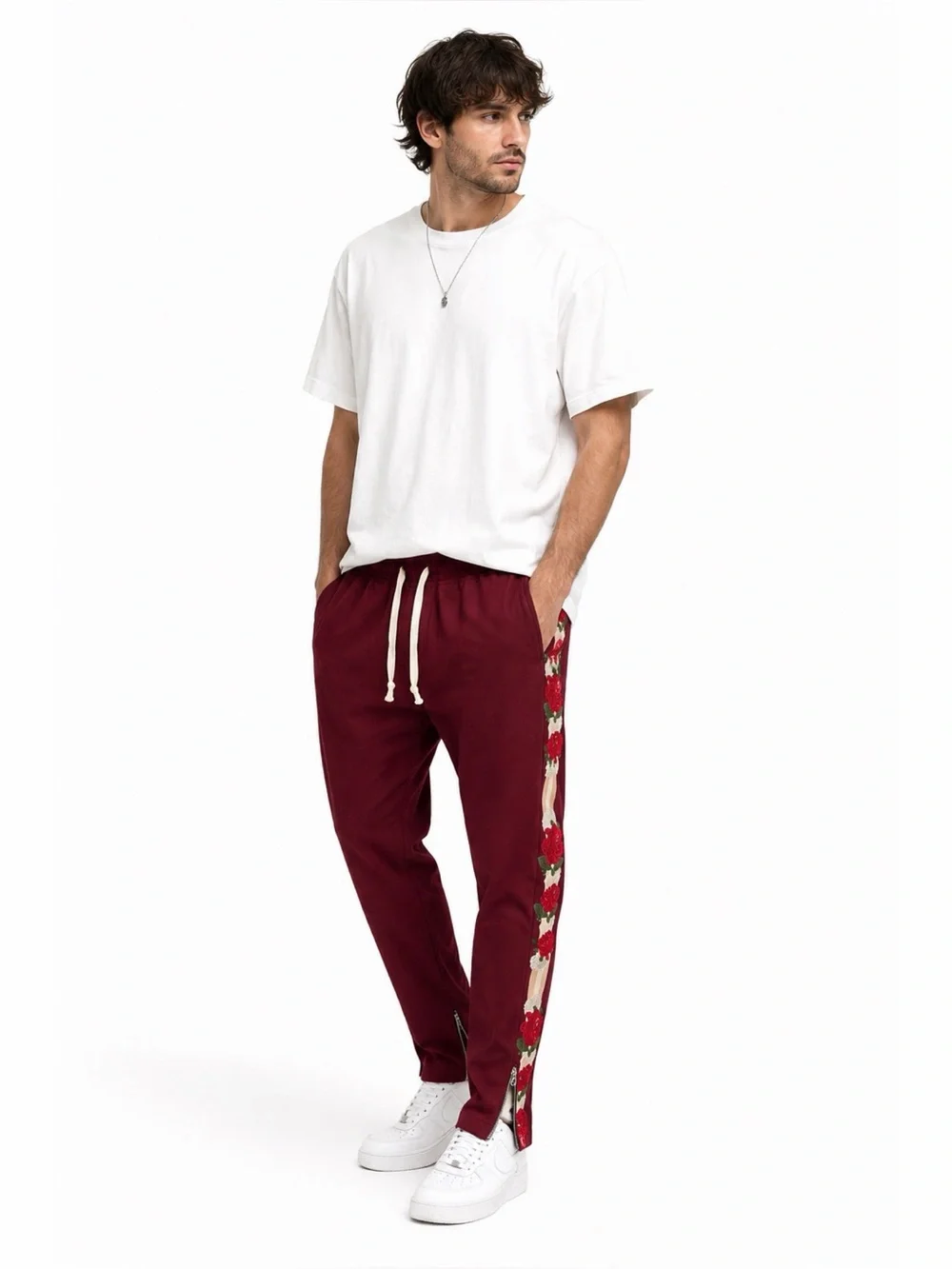 Lifted Anchors Rose Embroidered Track Pants